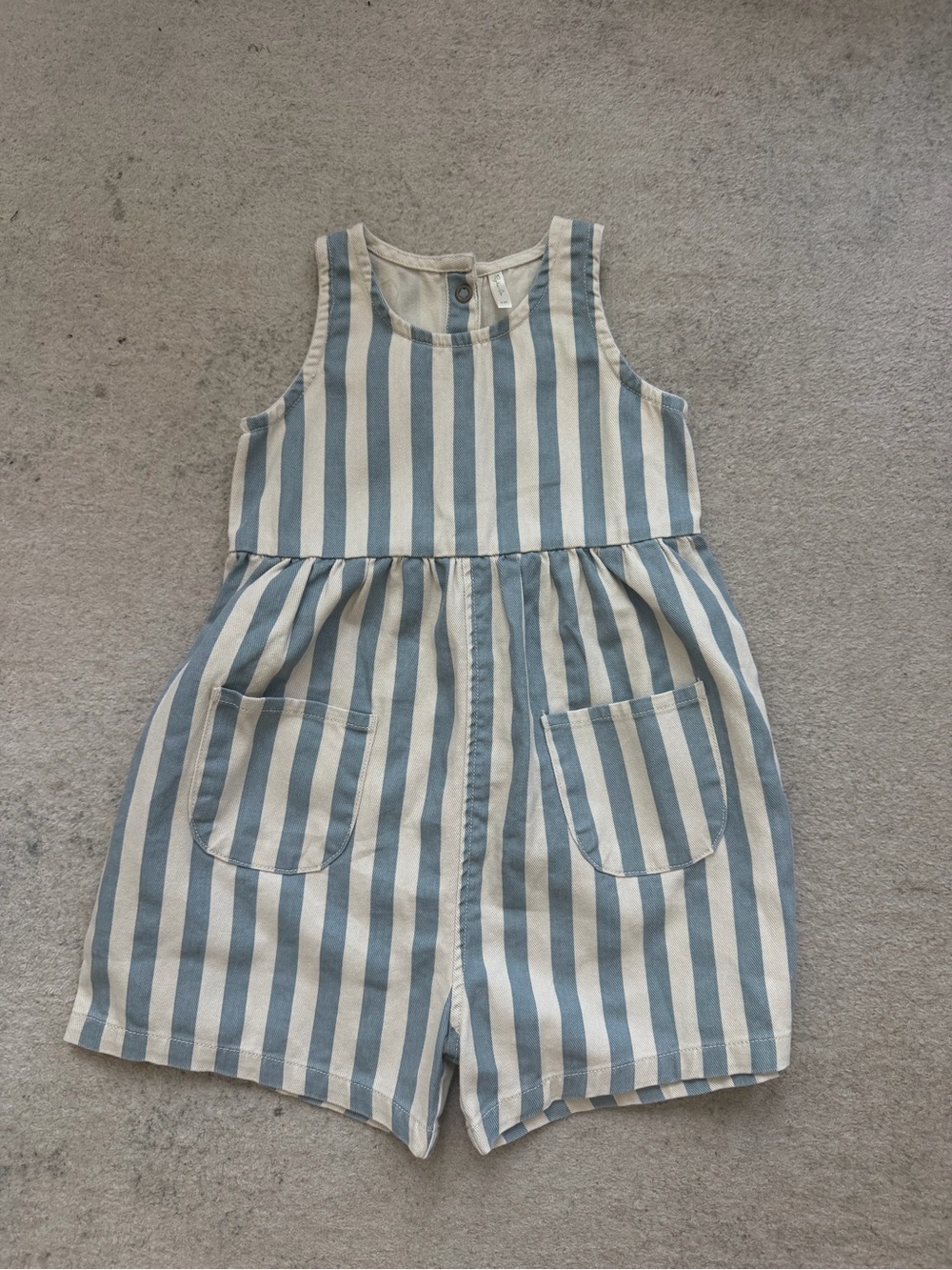 Rylee + Cru Girls Blue Stripe Romper 8-9Y
